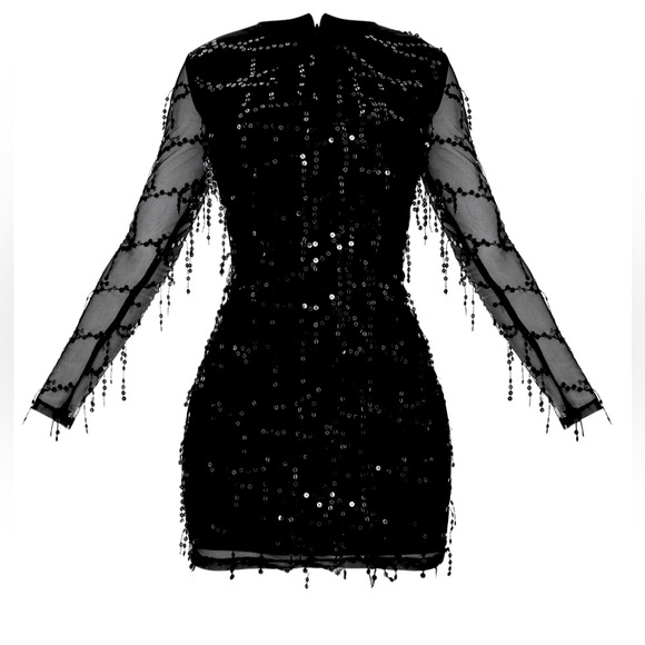 Pretty little thing Elegant Black Beaded Dress - Picture 4 of 5